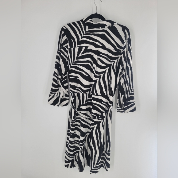 Talbots Dress Size XL Animal Print Zebra Stripe Black White - Picture 4 of 5